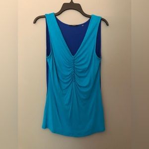 Tahari Size Medium Two Tone Blue Sleeveless Top Tank Top